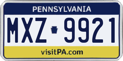 PA license plate MXZ9921