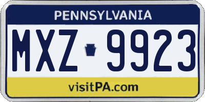 PA license plate MXZ9923