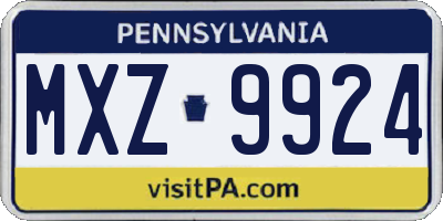 PA license plate MXZ9924