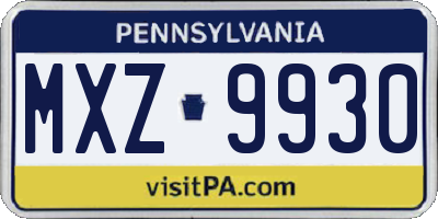 PA license plate MXZ9930