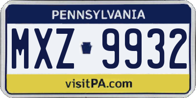 PA license plate MXZ9932