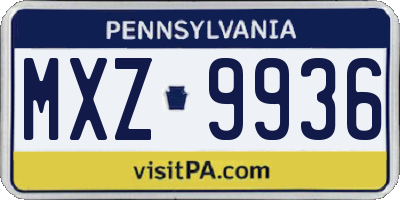 PA license plate MXZ9936