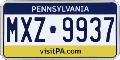 PA license plate MXZ9937
