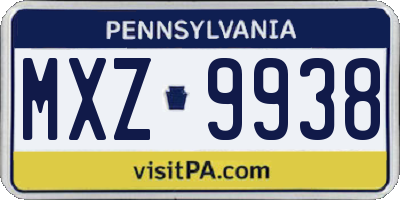 PA license plate MXZ9938