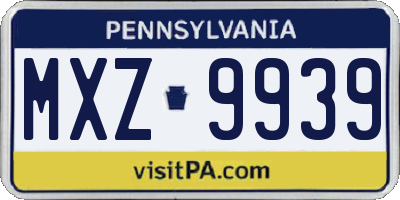 PA license plate MXZ9939