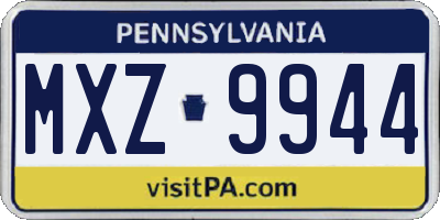 PA license plate MXZ9944