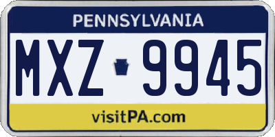 PA license plate MXZ9945