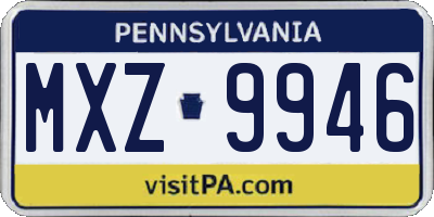 PA license plate MXZ9946