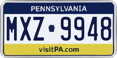 PA license plate MXZ9948