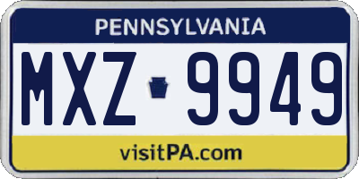PA license plate MXZ9949