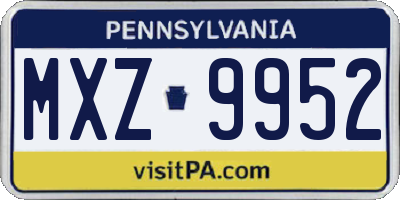 PA license plate MXZ9952