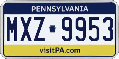 PA license plate MXZ9953