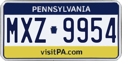 PA license plate MXZ9954