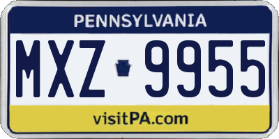 PA license plate MXZ9955