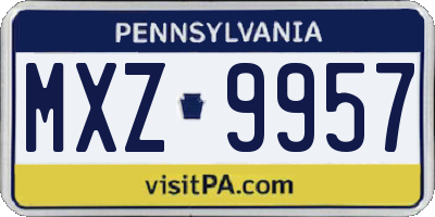PA license plate MXZ9957