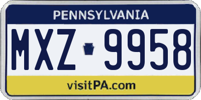 PA license plate MXZ9958
