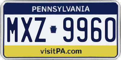 PA license plate MXZ9960