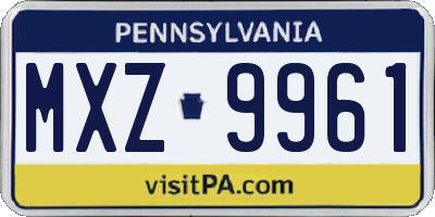 PA license plate MXZ9961