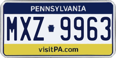 PA license plate MXZ9963