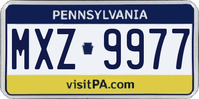 PA license plate MXZ9977