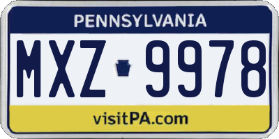 PA license plate MXZ9978