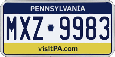 PA license plate MXZ9983