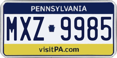 PA license plate MXZ9985