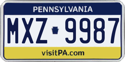PA license plate MXZ9987