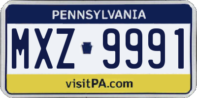 PA license plate MXZ9991