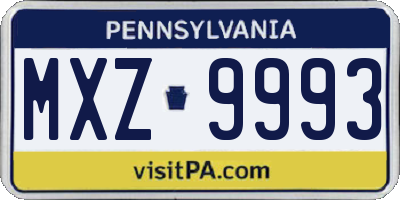 PA license plate MXZ9993