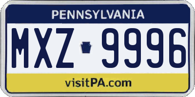 PA license plate MXZ9996