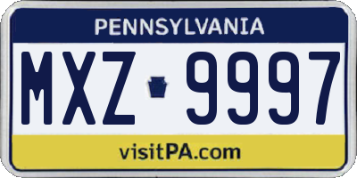 PA license plate MXZ9997