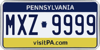 PA license plate MXZ9999