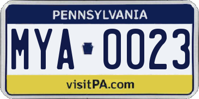 PA license plate MYA0023