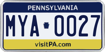 PA license plate MYA0027