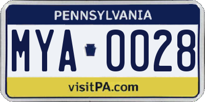 PA license plate MYA0028