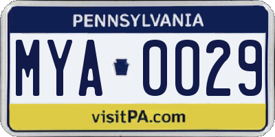 PA license plate MYA0029