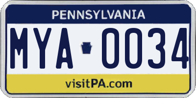PA license plate MYA0034