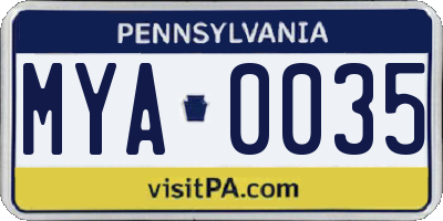 PA license plate MYA0035