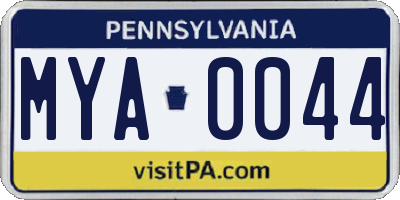 PA license plate MYA0044
