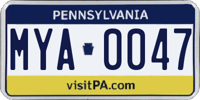 PA license plate MYA0047
