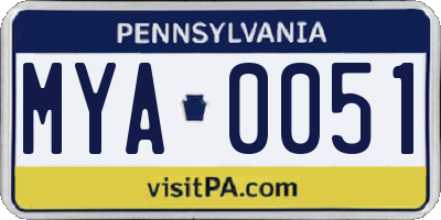 PA license plate MYA0051