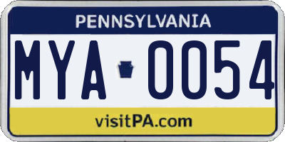 PA license plate MYA0054