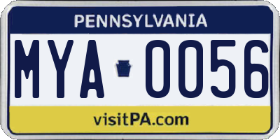 PA license plate MYA0056