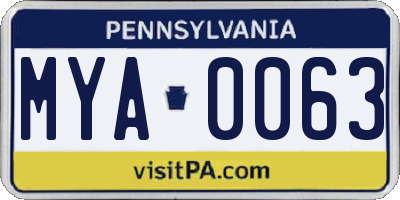 PA license plate MYA0063