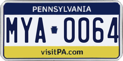 PA license plate MYA0064