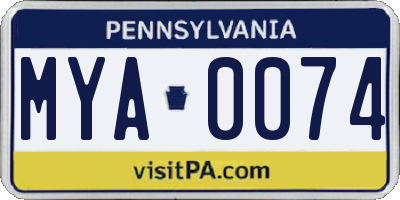 PA license plate MYA0074