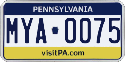 PA license plate MYA0075