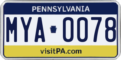 PA license plate MYA0078