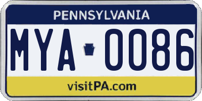 PA license plate MYA0086